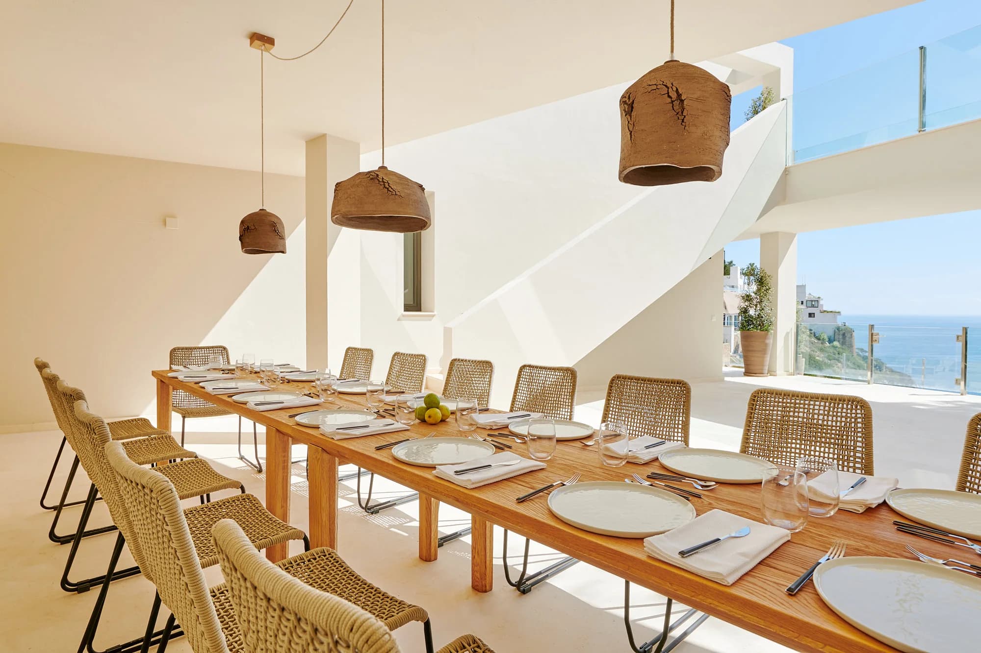 Covered dining terrace facing the sea