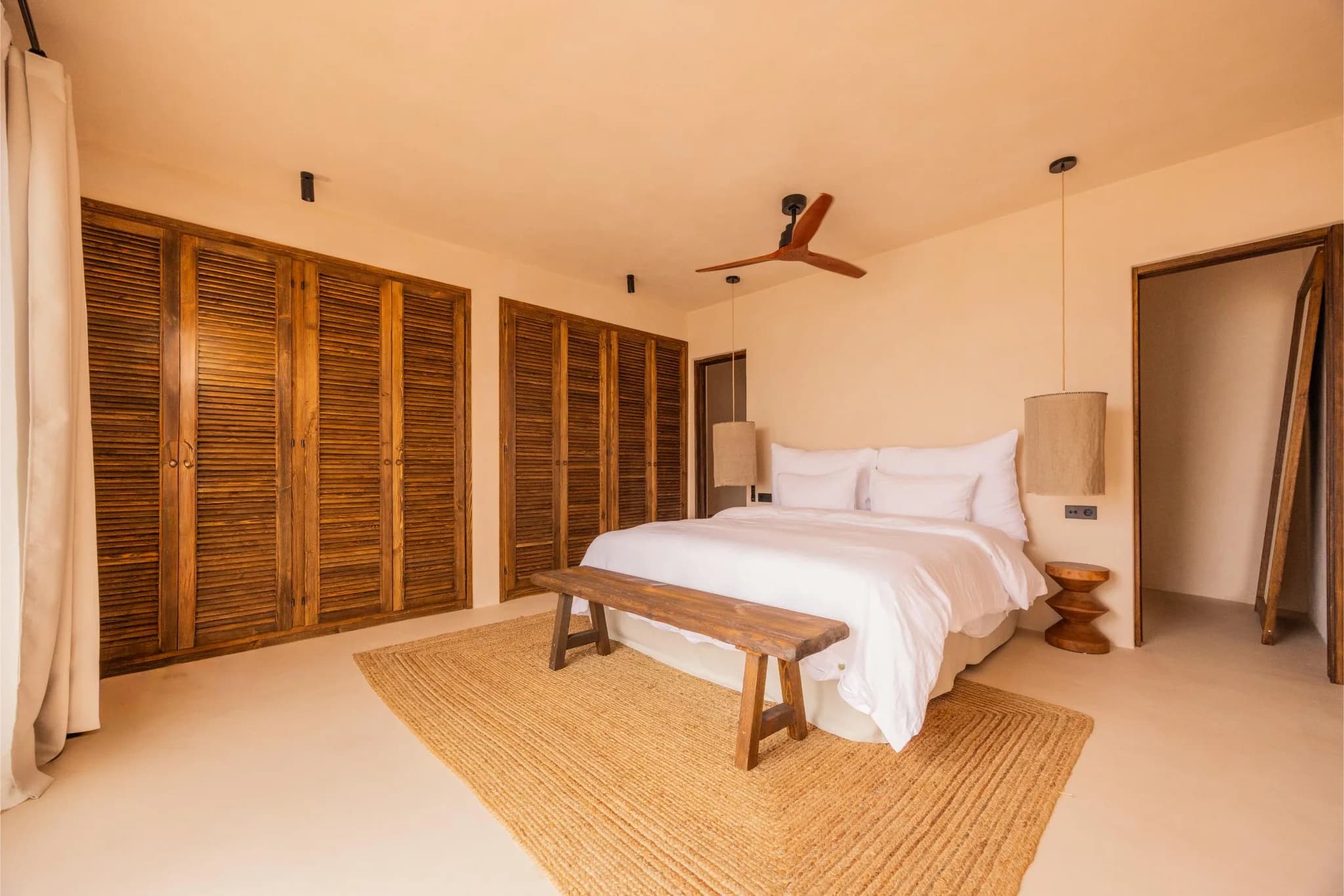 Bedroom with timber shutters